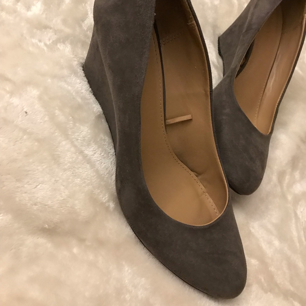 Gray Suede Wedges